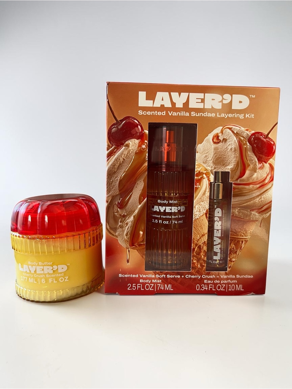LAYER'D Scented Vanilla Sundae Layering Kit Body Mist & Cherry Crush Body Butter